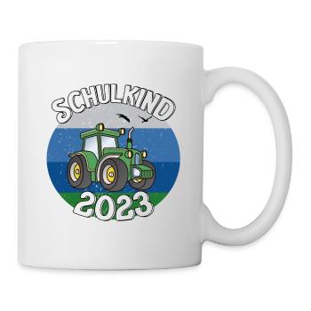 Traktor Schulkind 2023 Geschenkidee - Tasse - Weiß - Rechts