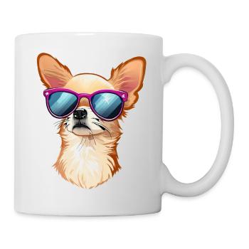 CHIHUAHUA PORTANT DES LUNETTES DE SOLEIL - Mug blanc - blanc - Droite