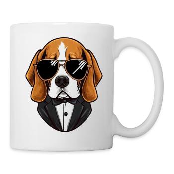 Beagle trägt Sonnenbrille - Tasse - Weiß - Rechts