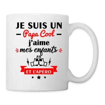Papa cool enfants apéro, cadeau fête des pères - Mug blanc - blanc - Droite