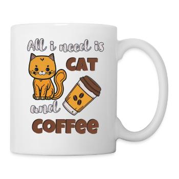 Brauche Katze und Kaffee - Tasse - Weiß - Rechts