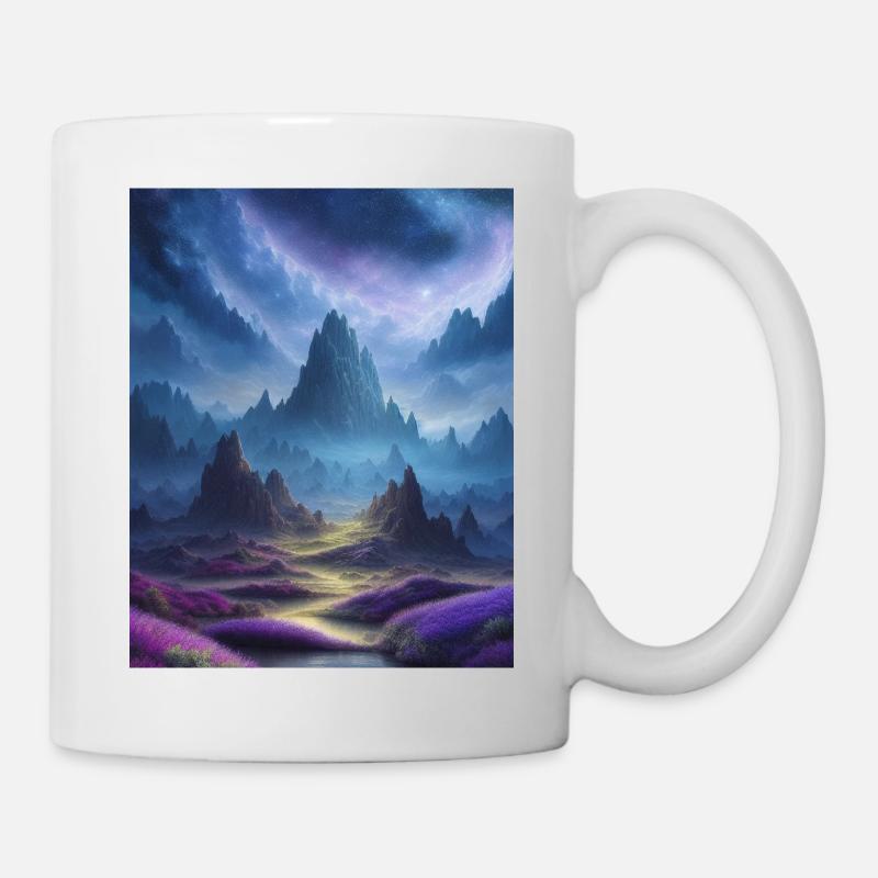 Kosmische Fantasy-Berge - Tasse - Weiß