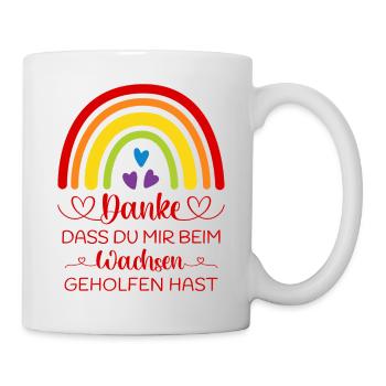 Boho Regenbogen bunt Danke sagen Kita Kindergarten - Tasse - Weiß - Rechts