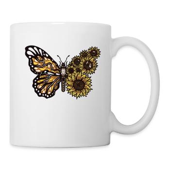 PAPILLON ET TOURNESOL - Mug blanc - blanc - Droite