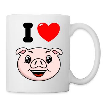 Ich liebe Schwein - Tasse - Weiß - Rechts