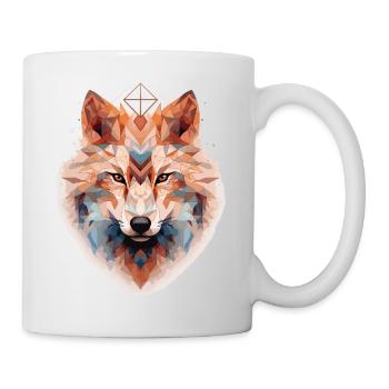 Tête de loup géométrique - Mug blanc - blanc - Droite