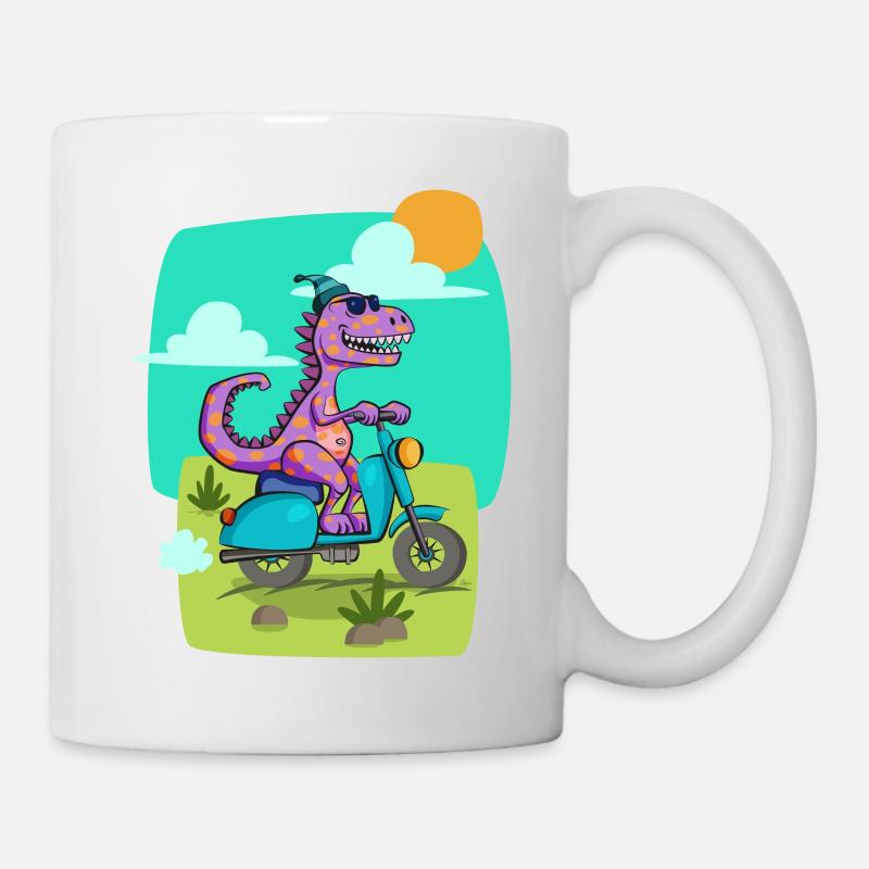 dino scooter cool - Mug blanc - blanc