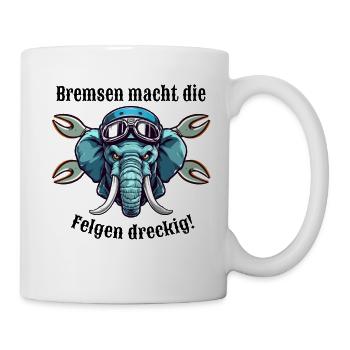 Bremsen macht die Felgen dreckig Biker Elephant - Tasse - Weiß - Rechts