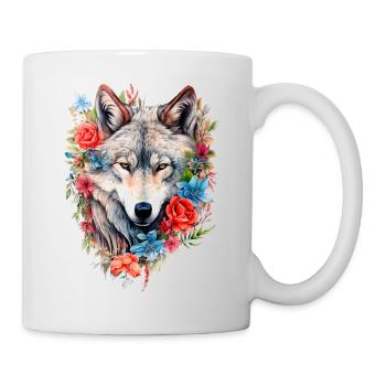Wolf with Flowers Girls - Mug - white - Right