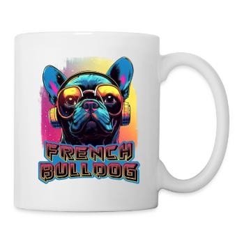 French Bulldog Wearing Sunglasses And Headphones - Mug - white - Right