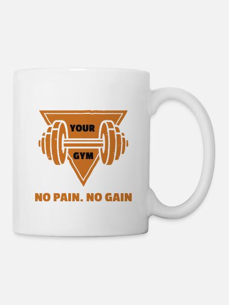 NO PAIN NO GAIN GYM WORKOUT FITNESS Bodybouilding - Mug - white