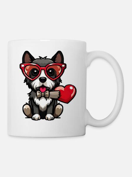 Love dog with a heart - Mug - white