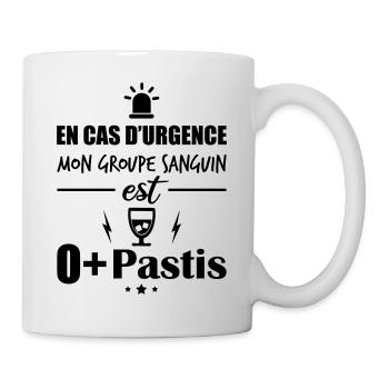 Mon groupe sanguin est O+Pastis, idée cadeau - Mug blanc - blanc - Droite