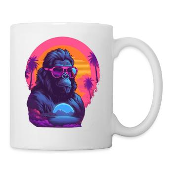 Synthwave gorilla wearing sunglasses - Tasse - Weiß - Rechts