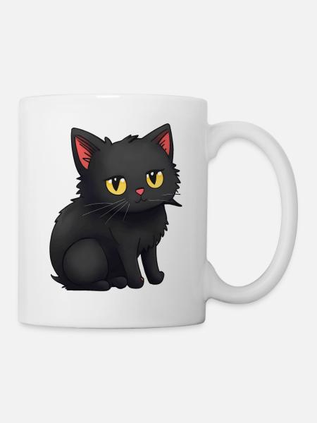 Cute Black Cats Sticker Stickers - Mug - white