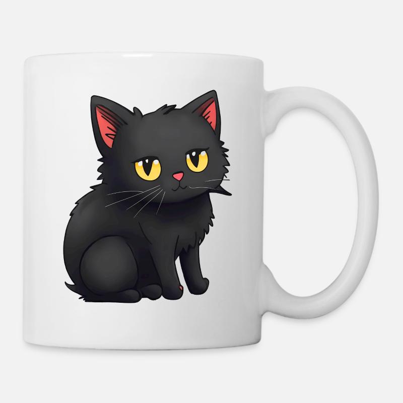 Cute Black Cats Sticker Stickers - Mug - white