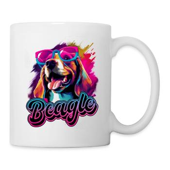 Beagle Dog With Sunglasses - Mug - white - Right