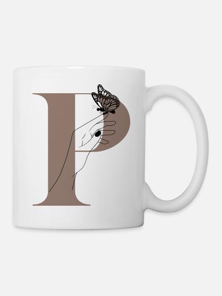 Buchstabe P Magischer Schmetterling - Tasse - Weiß
