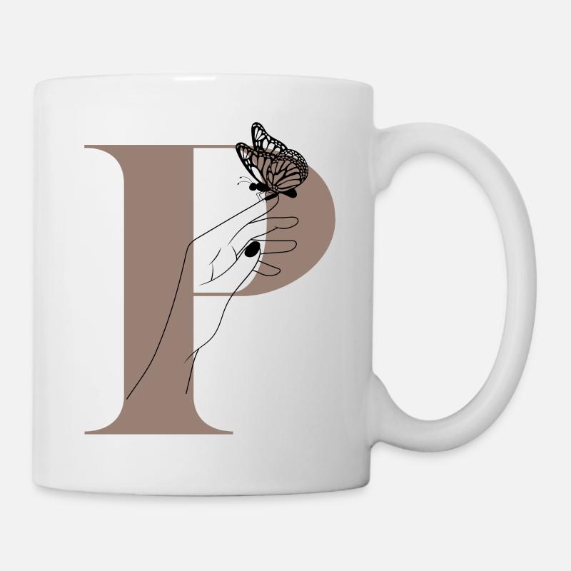 Buchstabe P Magischer Schmetterling - Tasse - Weiß