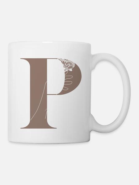 Buchstabe P Magischer Schmetterling - Tasse - Weiß