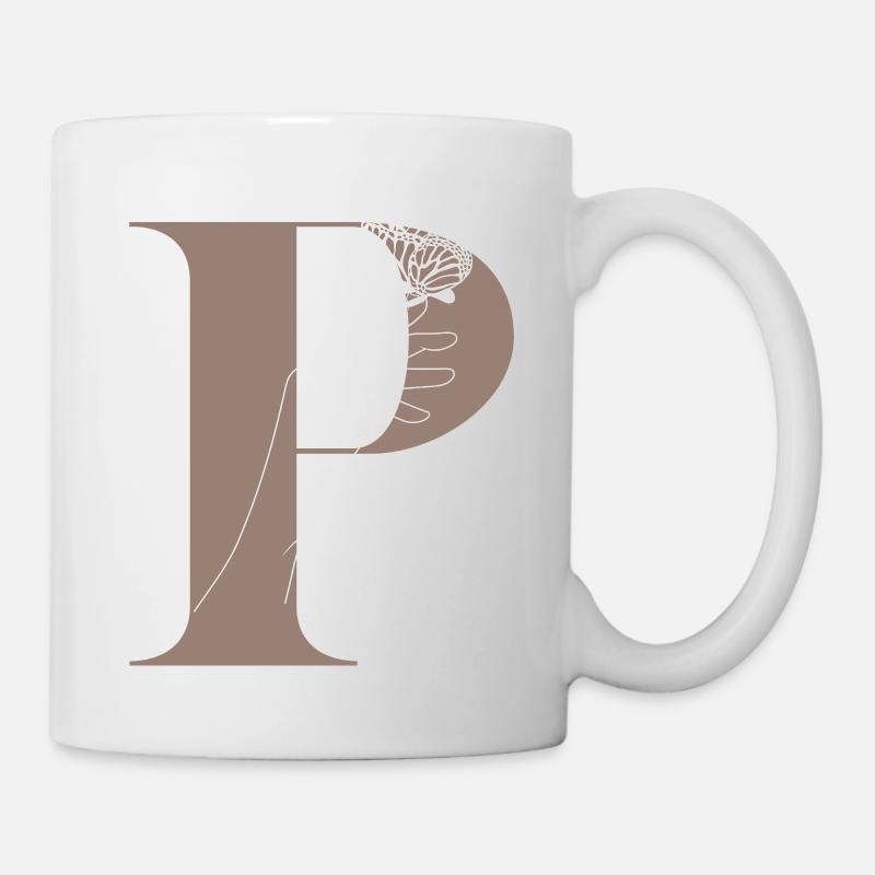 Buchstabe P Magischer Schmetterling - Tasse - Weiß