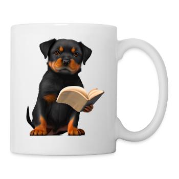 Rottweiler Buch lesen Hunde Rottweilerwelpe Hund - Tasse - Weiß - Rechts