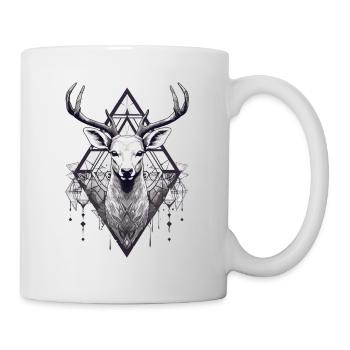 Schwarz-weißer Hirsch-Boho-Stil - Tasse - Weiß - Rechts