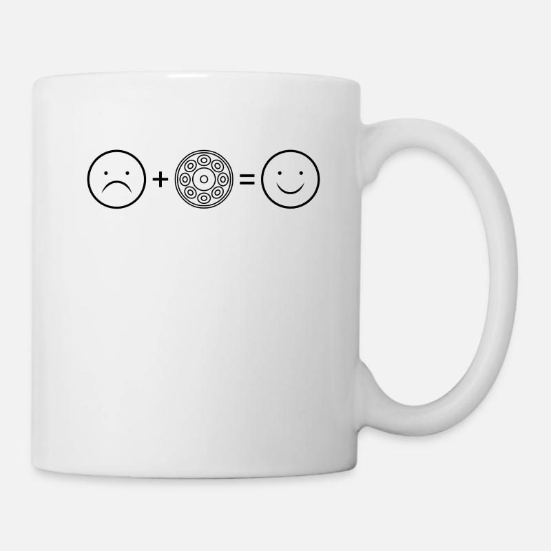 Handpan-Spieler glücklich mit einem Handpan - Tasse - Weiß