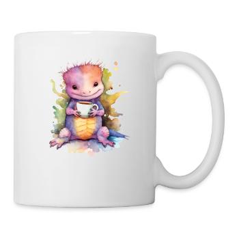 grin grin, axolotl salamander with coffee -Aqu - Mug - white - Right