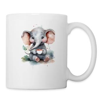 Eléphant avec style aquarelle café - Mug blanc - blanc - Droite