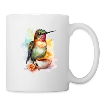 Colibri avec style aquarelle café - Mug blanc - blanc - Droite