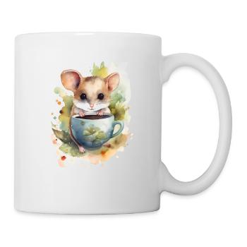 kleine Schlafsäume mit Kaffee -Aquarellstil - Tasse - Weiß - Rechts