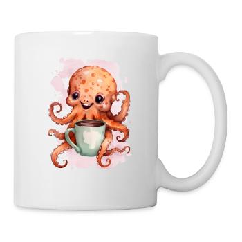 Poulpe avec style aquarelle café - Mug blanc - blanc - Droite
