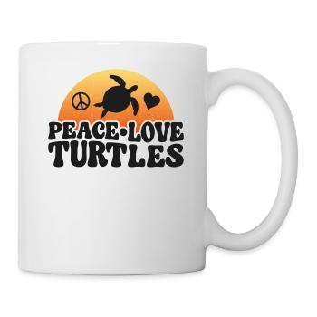 Sea Turtle Tortoise Peace Love - Tasse - Weiß - Rechts