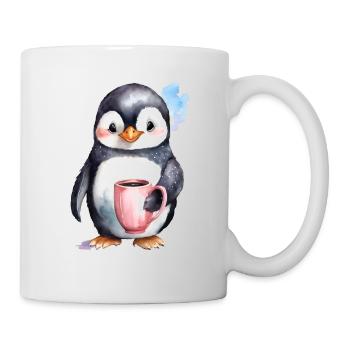 Pingouin avec style aquarelle café - Mug blanc - blanc - Droite