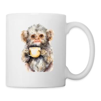 Ouistiti pygmée avec style aquarelle café - Mug blanc - blanc - Droite