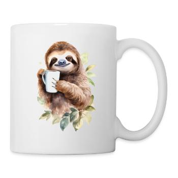 Sloth with coffee watercolor style - Mug - white - Right