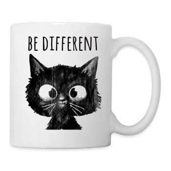 cat ,illustration ,watercolor,black,painting, - Mug - white - Right