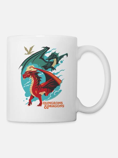 Dungeons And Dragons Green And Red Dragon - Mug - white