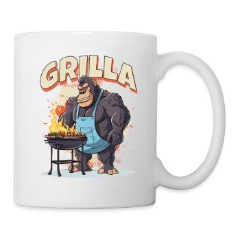 Grillen Grilla Griller Gorilla BBQ Spruch Lustig - Tasse - Weiß - Rechts