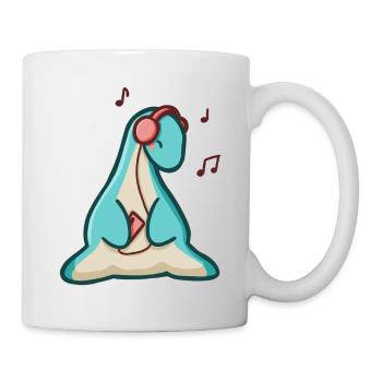 hugadino Dino hört Musik, süßer Dinosaurier - Tasse - Weiß - Rechts