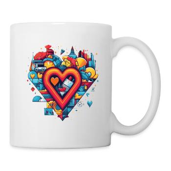 Herz mit geometrischen Formen - Tasse - Weiß - Rechts