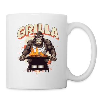 Grillen Grilla Griller Gorilla BBQ Spruch Lustig - Tasse - Weiß - Rechts