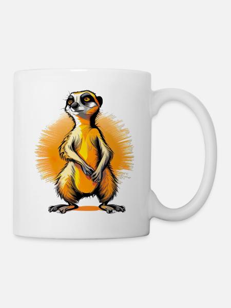 Proud meerkat in sunset - Zoo Comic - Mug - white
