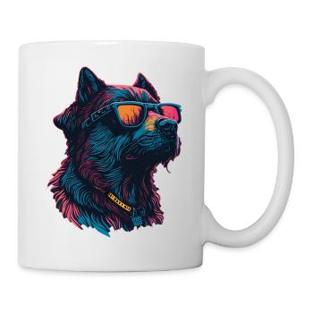 Colorful dog with sunglasses - Mug - white - Right