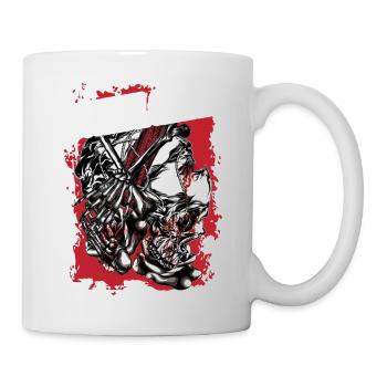 Grimpeur industriel tête de fond rouge os - Mug blanc - blanc - Droite