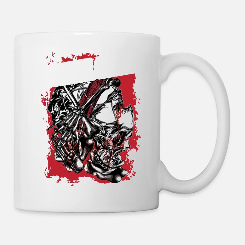 Industriekletterer Knochen roter Hintergrund Kopf - Tasse - Weiß