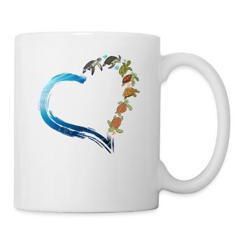 Sea Turtle Tortoise Heart - Tasse - Weiß - Rechts