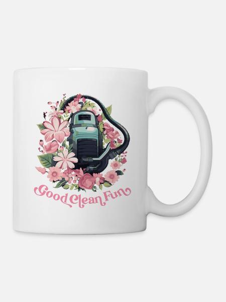 Chemise d’aspirateur floral – Déclaration de nettoyage - Mug blanc - blanc