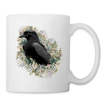 Mystischer schwarzer Rabe Krähe - Tasse - Weiß - Rechts